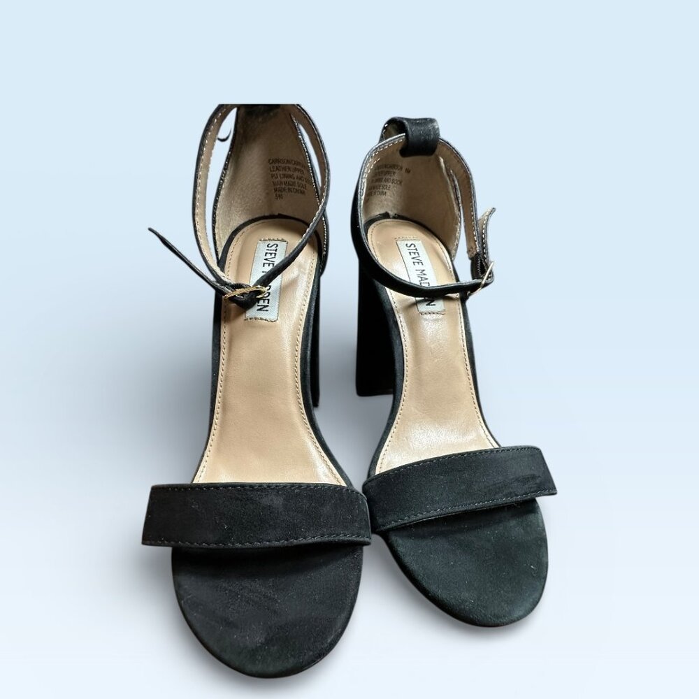 GC Steve Madden Carrson Black Suede Heels Size 8 Medium  4 inch Heel